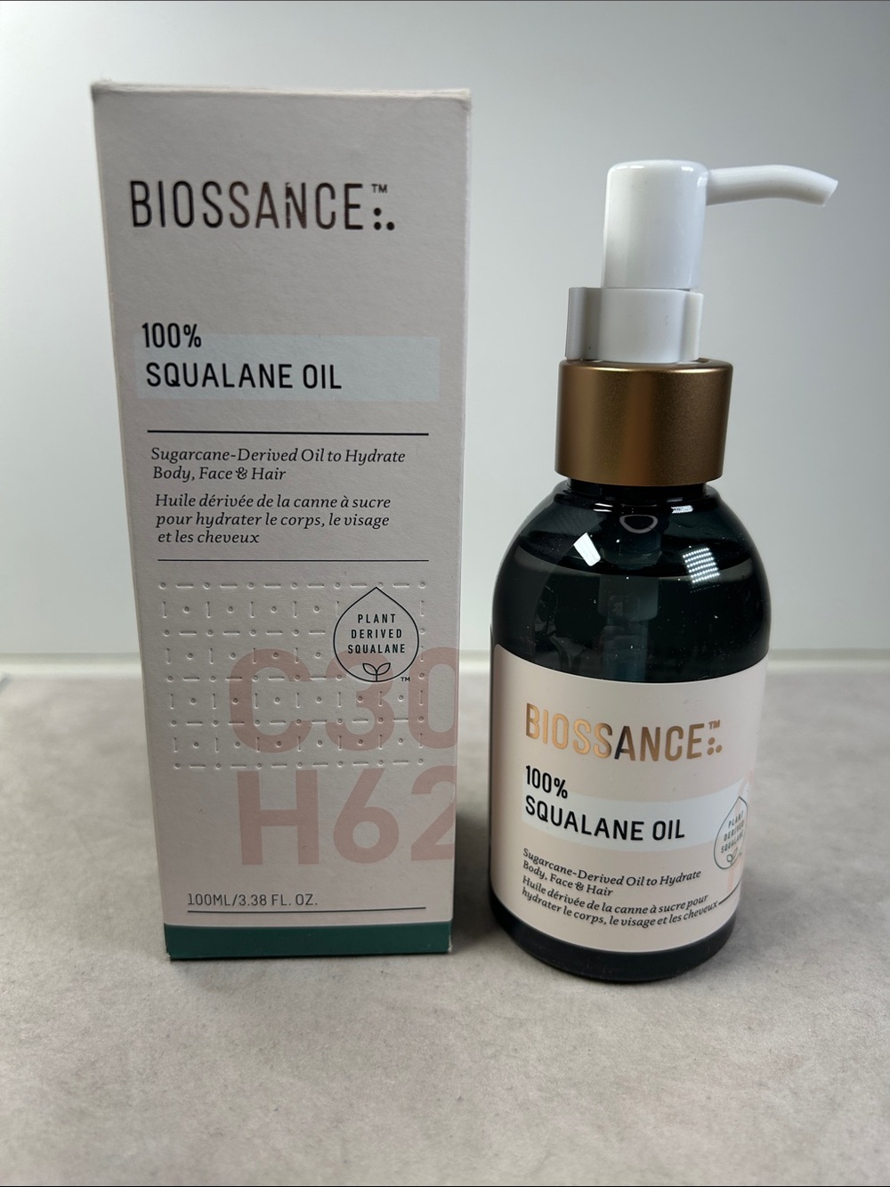 BIOSSANCE 100% Squalane Oil - Vegan Face & Body Oil Moisturizer - 3.3 oz